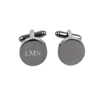 Personalized Round Gunmetal Cufflinks