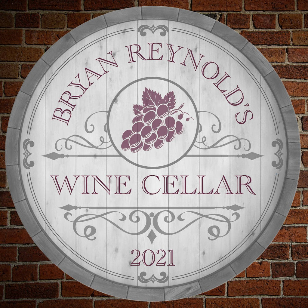 Beauteous Barrel Personalized Wine Cellar Sign (2 Designs)