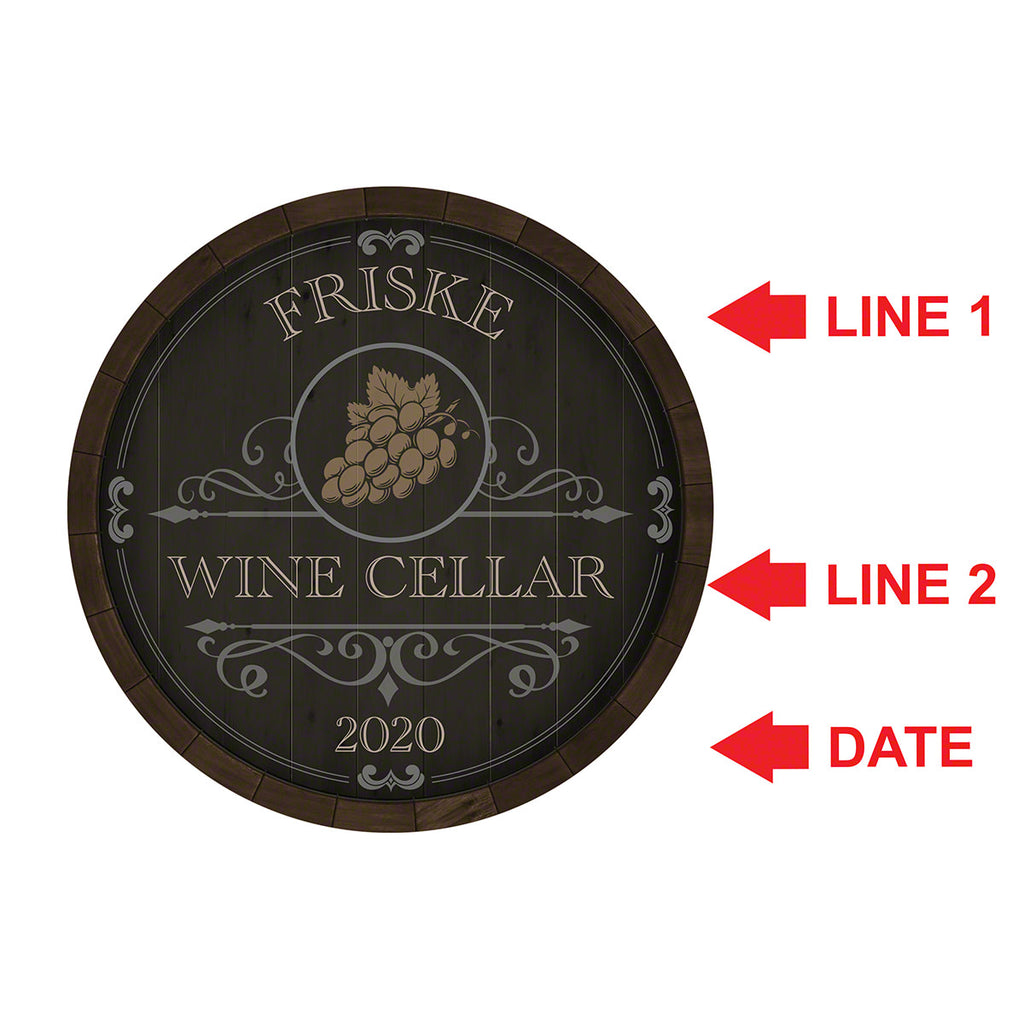 Beauteous Barrel Personalized Wine Cellar Sign (2 Designs)