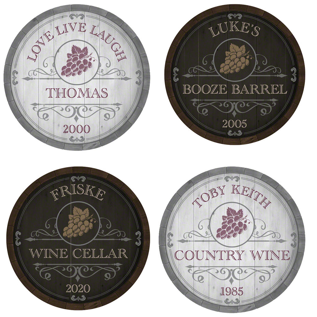 Beauteous Barrel Personalized Wine Cellar Sign (2 Designs)