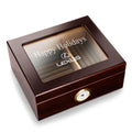 Personalized Humidor - Glass Top - Mahogany