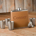 Personalized Hide Stitch Flask & Shot Glass Set