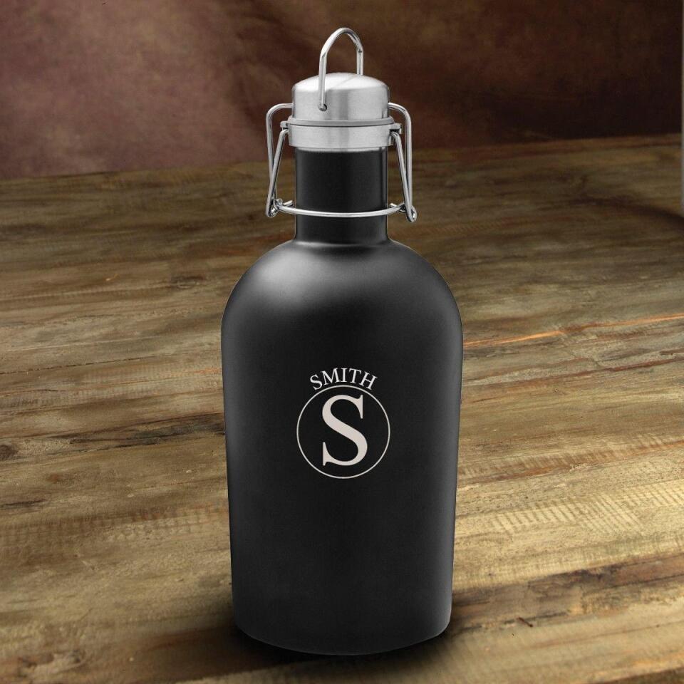 Personalized Matte Black Beer Growler - 64 oz.