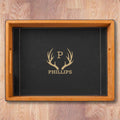 Personalized Black Vegan Leather Serving Tray