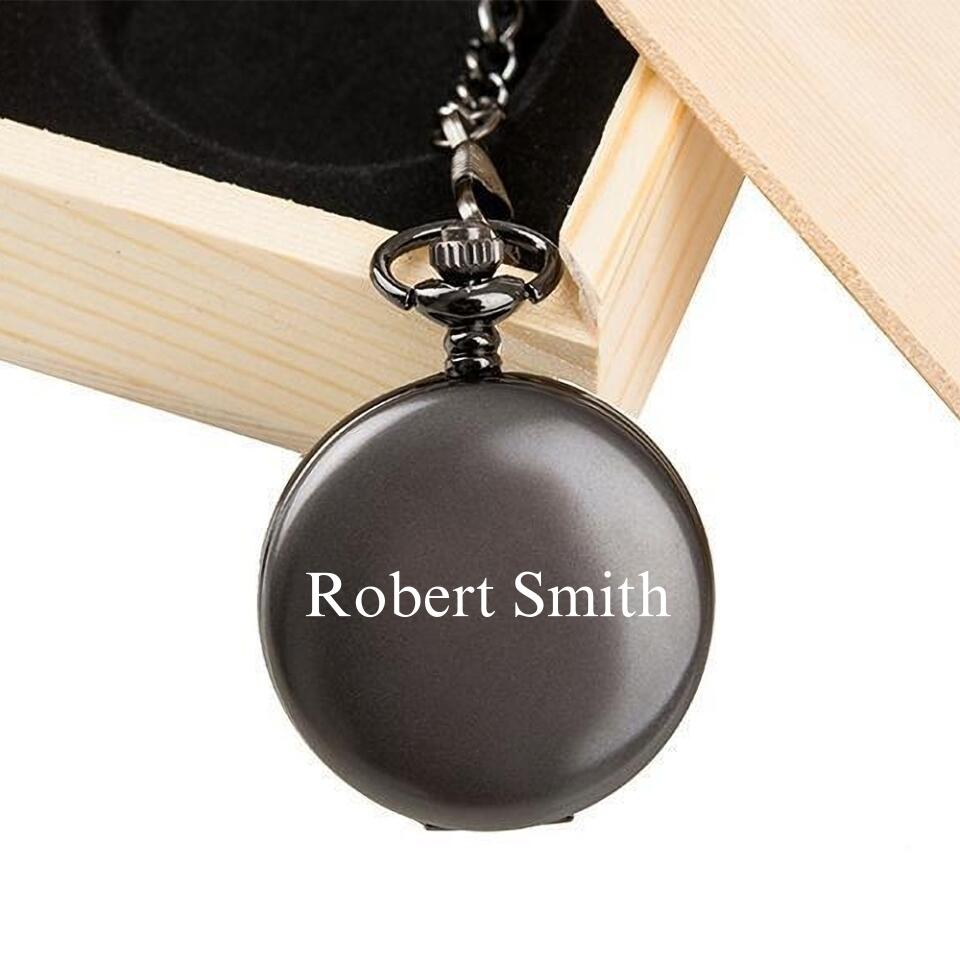 Personalized Gunmetal Pocket Watch - 1.5" Diameter