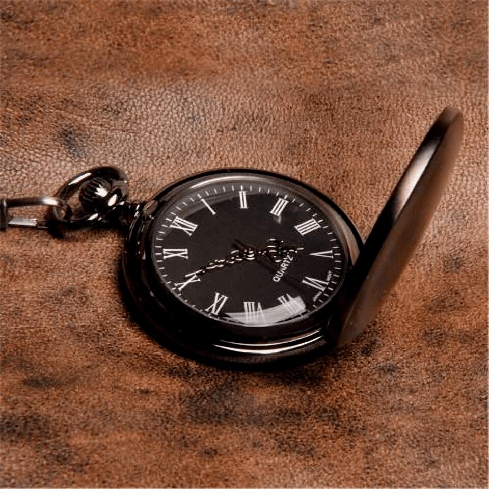 Personalized Gunmetal Pocket Watch - 1.5" Diameter