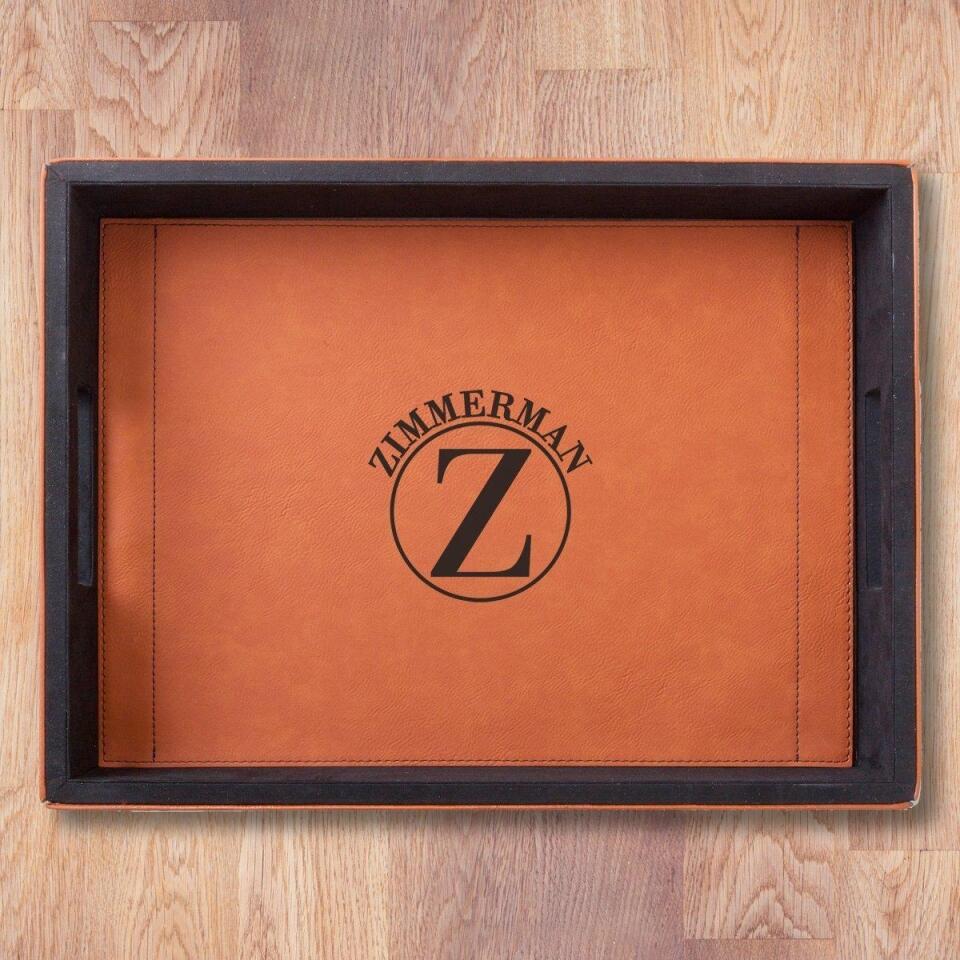 Personalized Rawhide Vegan Leather Serving Tray