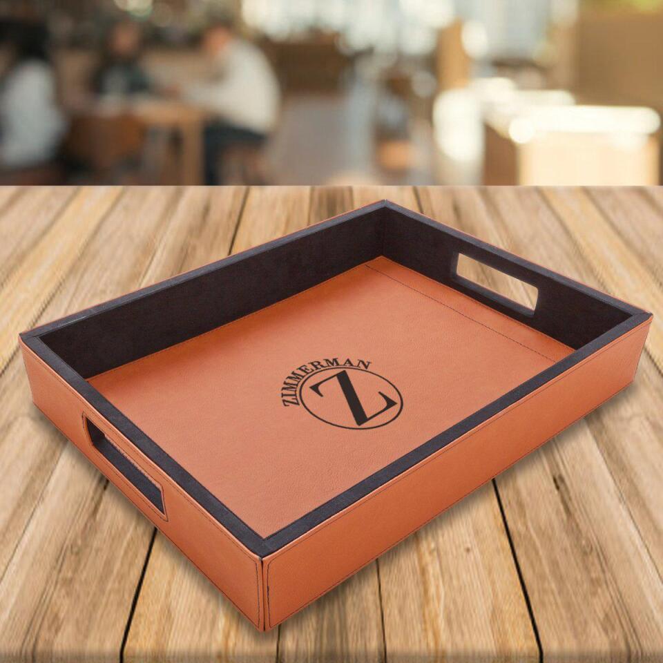 Personalized Rawhide Vegan Leather Serving Tray