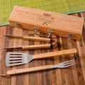 Personalized Grill Set - BBQ Set - Bamboo Case - 6 Designs