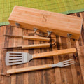 Personalized Grill Set - BBQ Set - Bamboo Case - 6 Designs