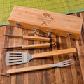 Personalized Grill Set - BBQ Set - Bamboo Case - 6 Designs