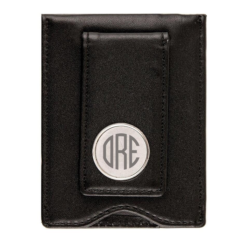 Personalized Monogram Wallet and Money Clip - Leather