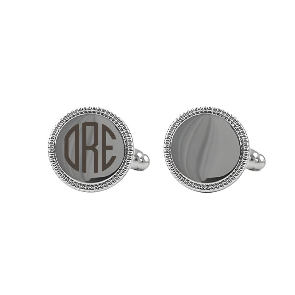 Personalized Round Silver Cufflinks