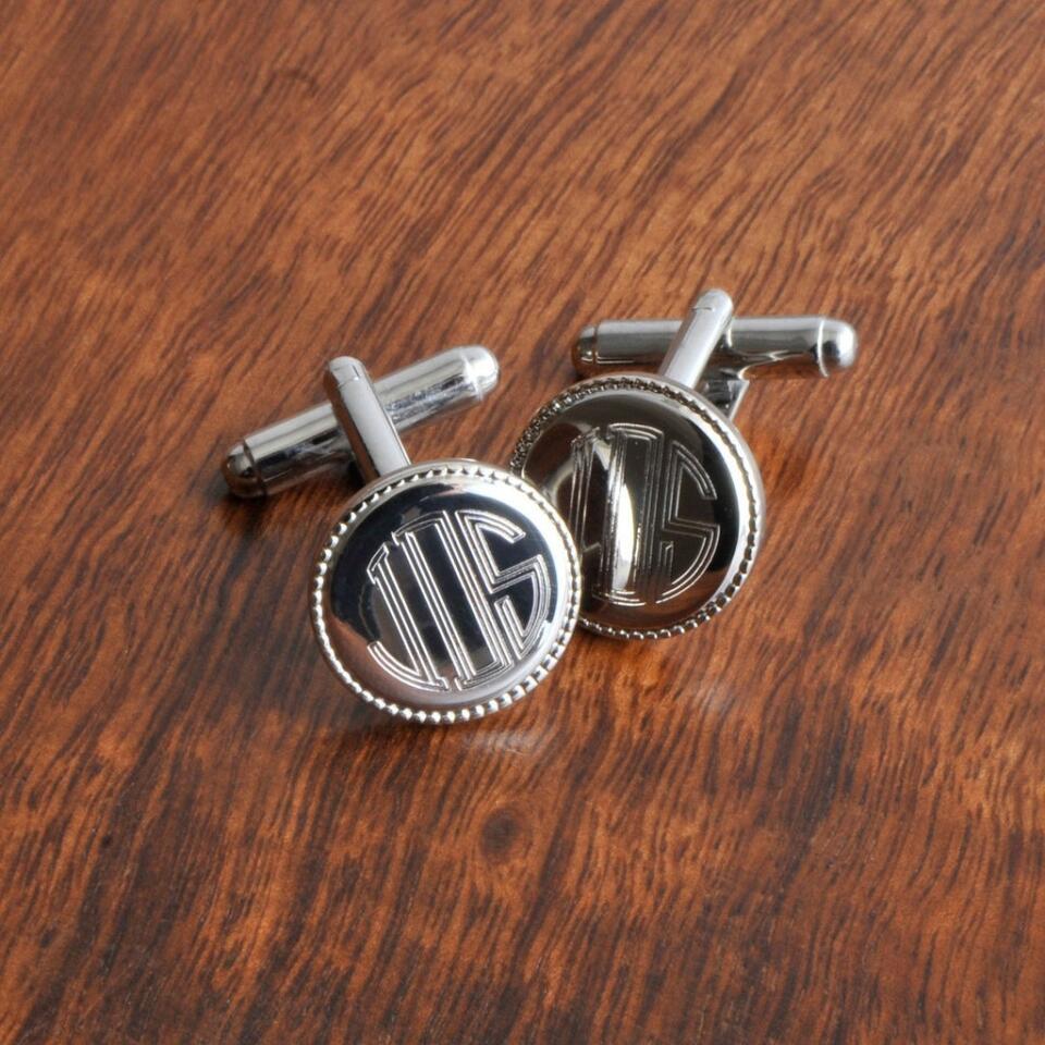 Personalized Round Silver Cufflinks