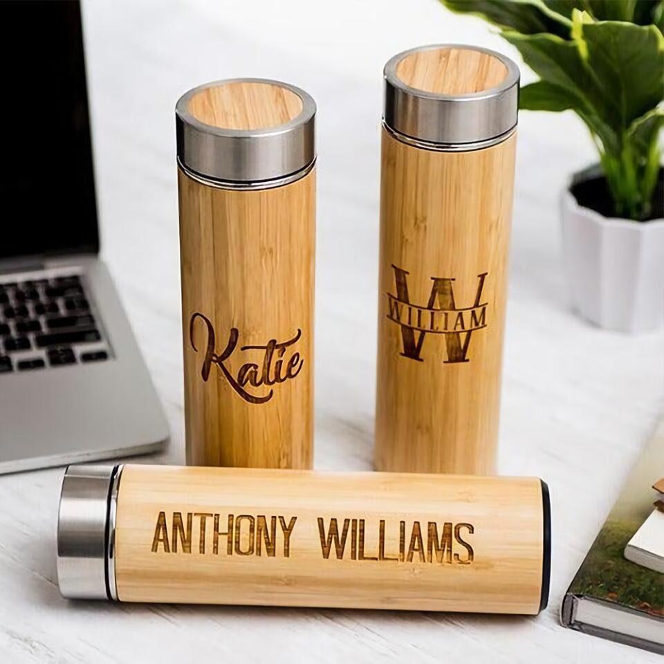 Personalized Insulated Bamboo Water Bottles