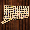 Connecticut Beer Cap Map - Large