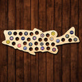 Large Mouth Bass Beer Cap Map