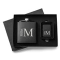 Personalized Black Flask & Lighter Gift Set