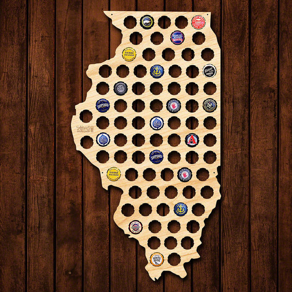 Illinois Beer Cap Map - Large