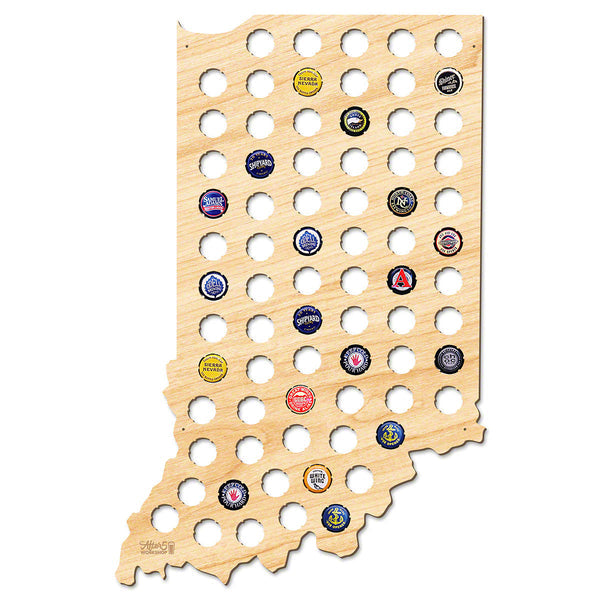 Indiana Beer Cap Map - Large