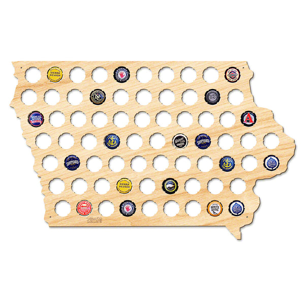 Iowa Beer Cap Map - Large