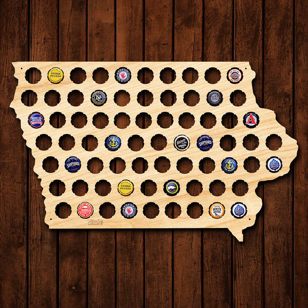 Iowa Beer Cap Map - Large