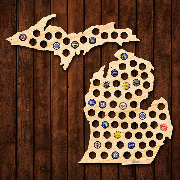 Michigan Beer Cap Map - Large