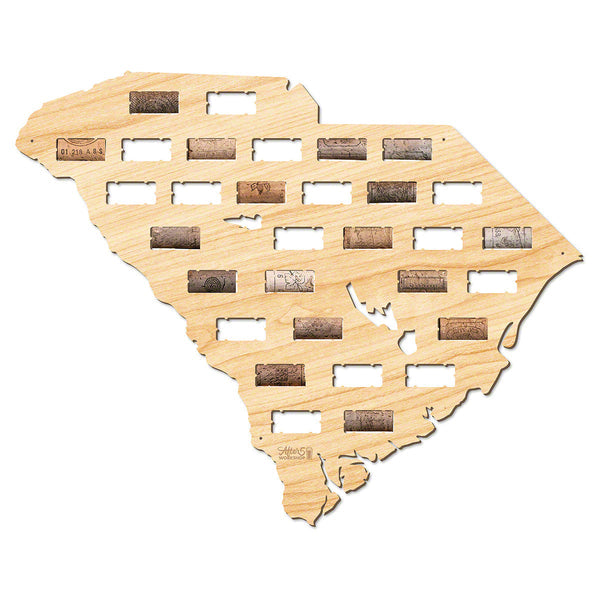 South Carolina Wine Cork Map