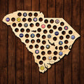 South Carolina Beer Cap Map - Large