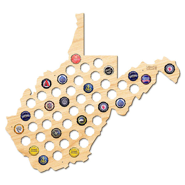 West Virginia Beer Cap Map - Large