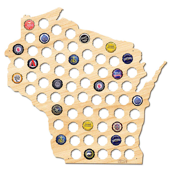 Wisconsin Beer Cap Map - Large