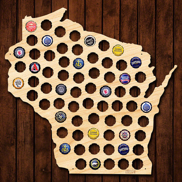 Wisconsin Beer Cap Map - Large