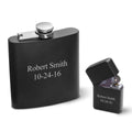 Personalized Black Flask & Lighter Gift Set