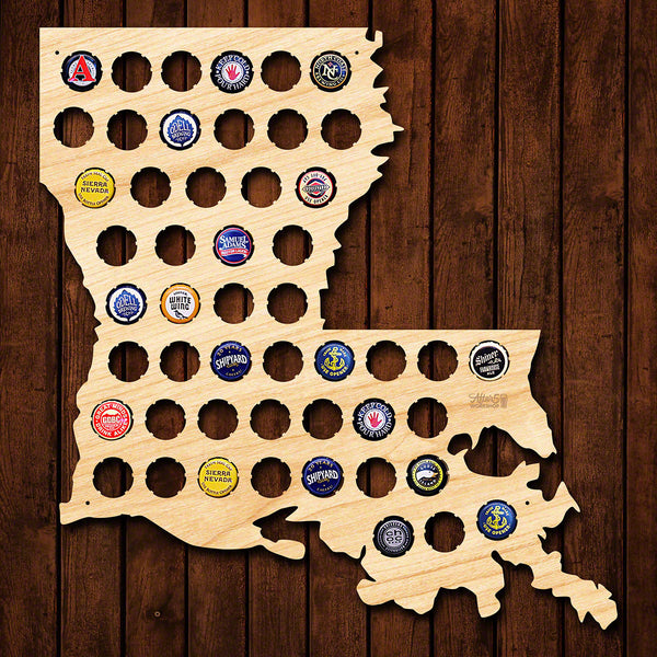 Louisiana Beer Cap Map - Large