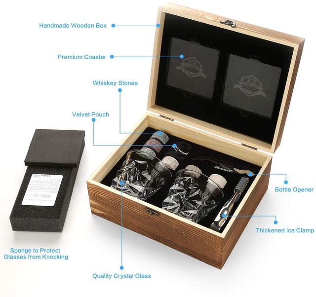 Whiskey Stones & Glasses Set