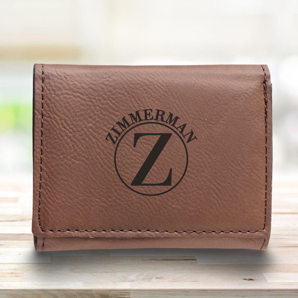 Men’s Vegan Leather Trifold Personalized Wallet - Rustic