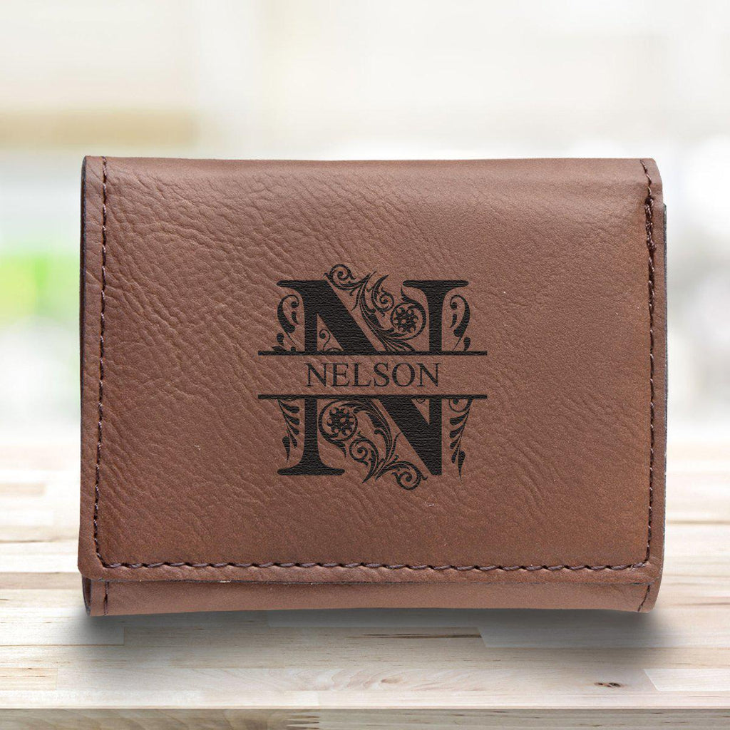 Men’s Vegan Leather Trifold Personalized Wallet - Rustic