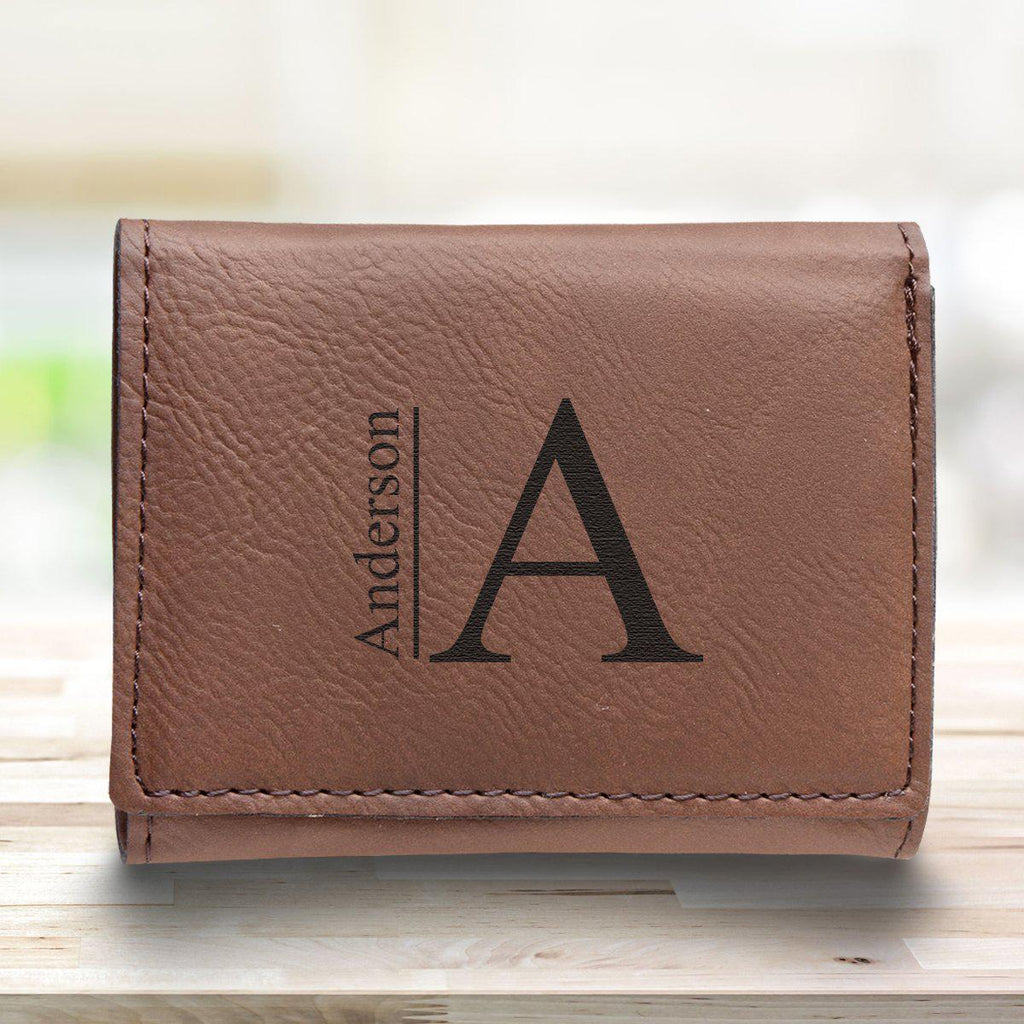 Men’s Vegan Leather Trifold Personalized Wallet - Rustic