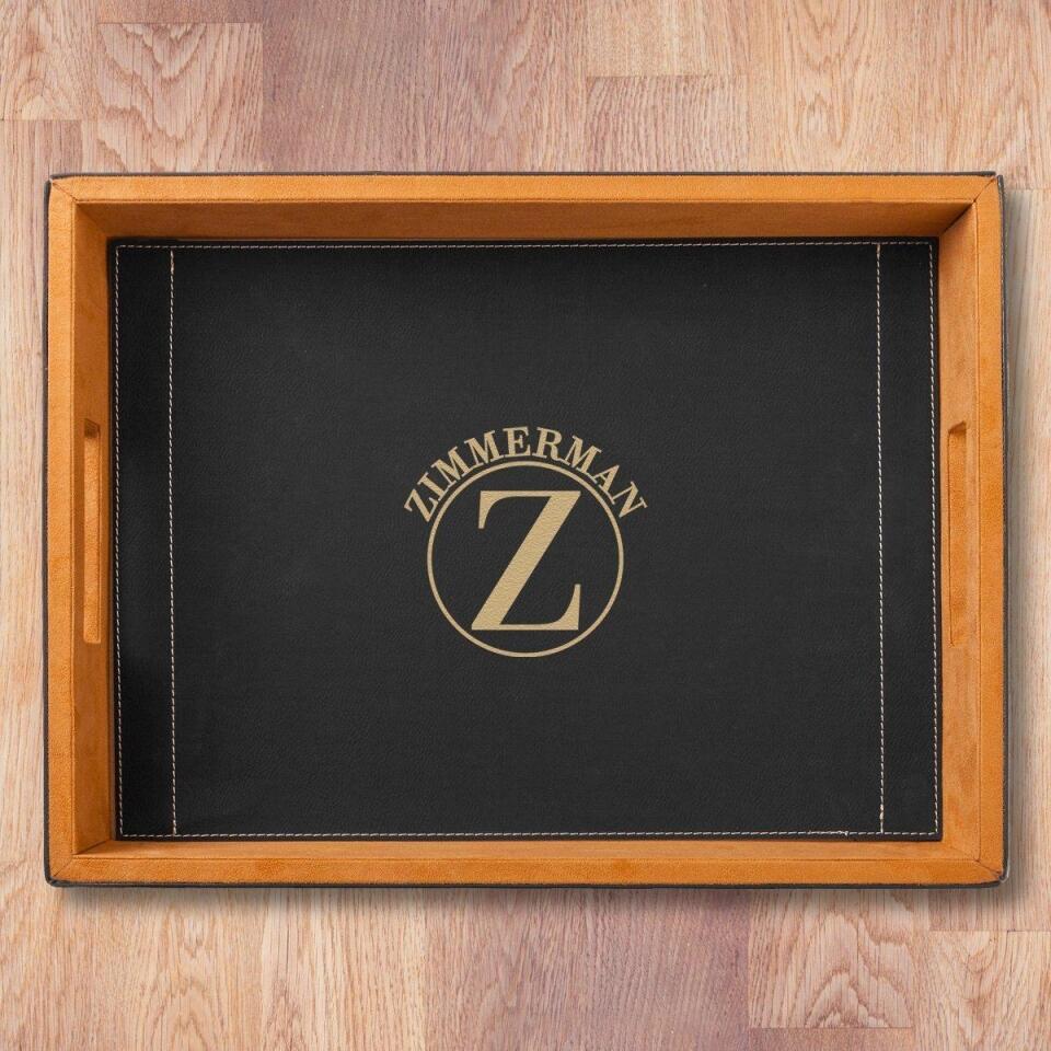 Personalized Black Vegan Leather Serving Tray