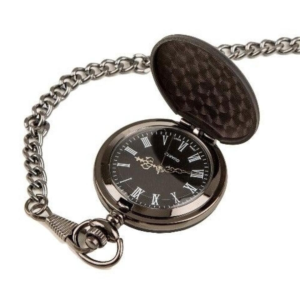 Personalized Midnight Black Pocket Watch - 1.5" Diameter