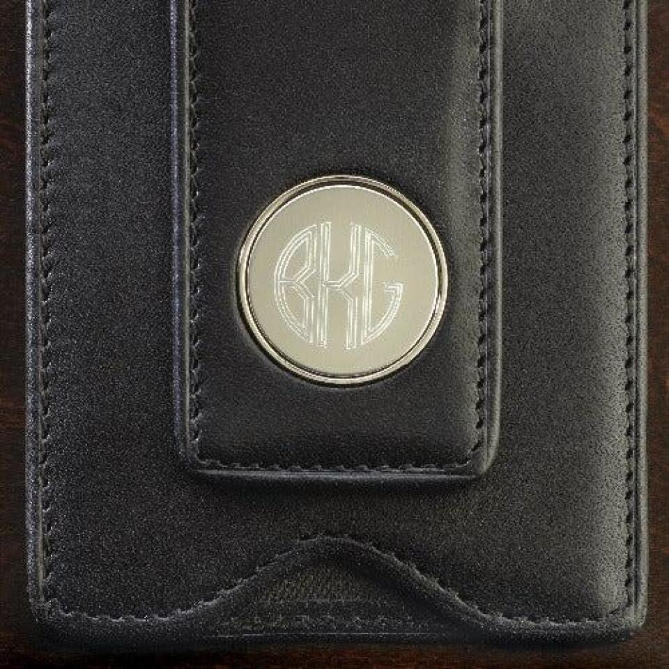 Personalized Monogram Wallet and Money Clip - Leather