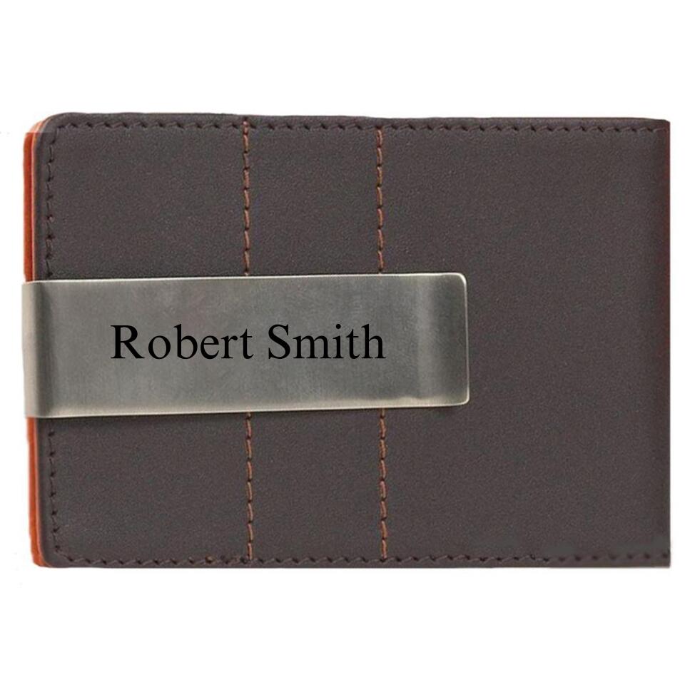 Personalized Monogram Leather Wallet & Money Clip