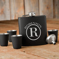 Personalized Black Flask Set - Flask & 4 Shot Glasses