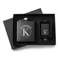 Personalized Black Flask & Lighter Gift Set