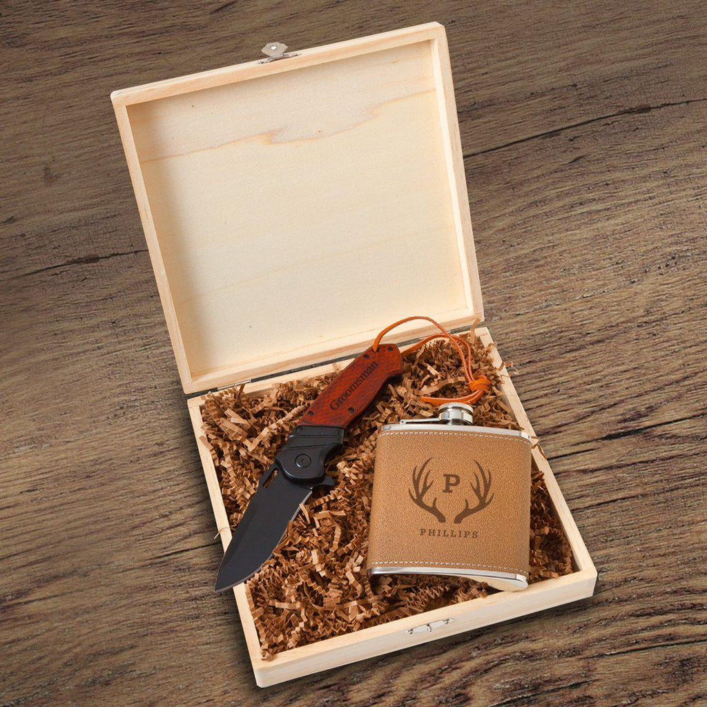 Personalized Perth Groomsmen Flask Gift Box