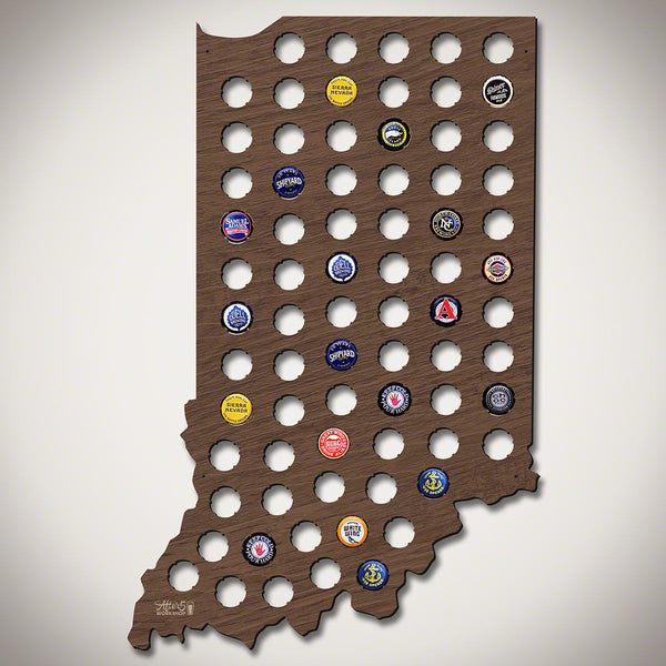 Indiana Beer Cap Map - Large