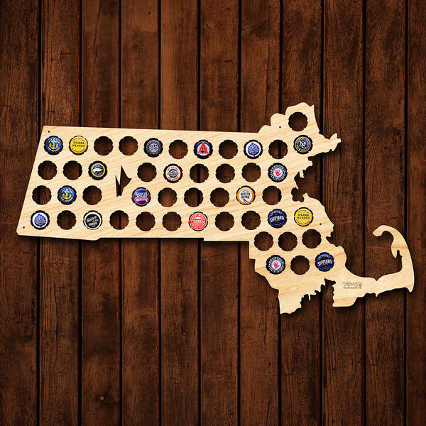 Massachusetts Beer Cap Map - Large