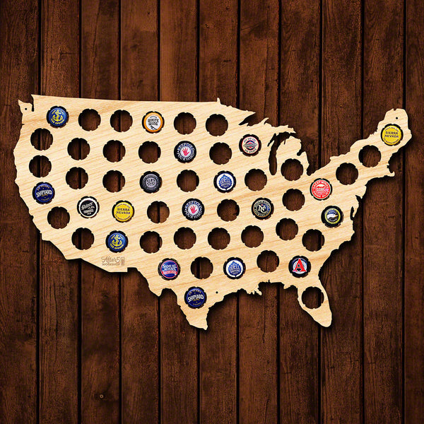 Beer Cap Map of USA - Medium