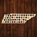 Tennessee Beer Cap Map - Large