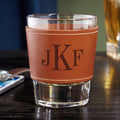 Classic Monogram Whiskey Glass with Personalized Leather Wrap
